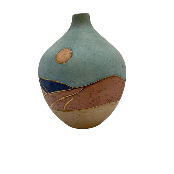 Vintage Southwestern Pottery Vase With 22k Gold Accents
